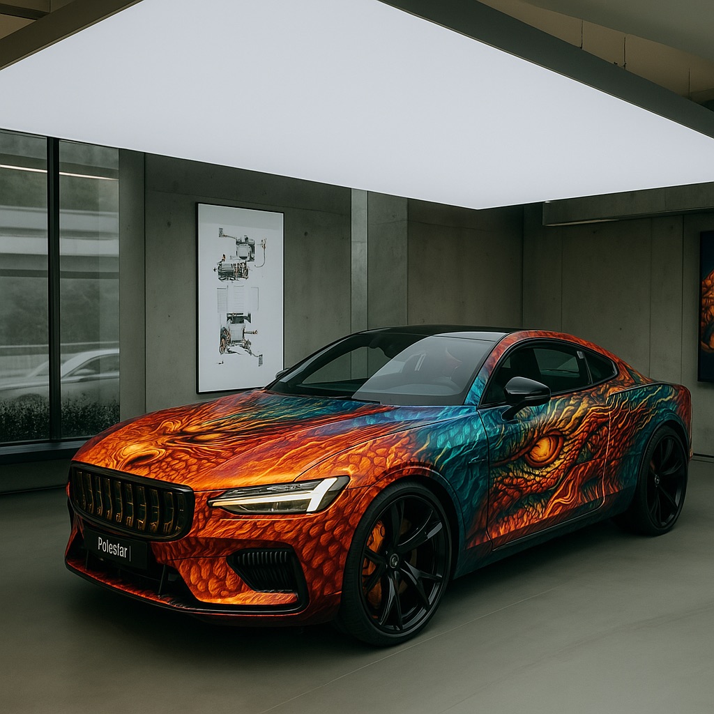 Luxury car with custom wrap design